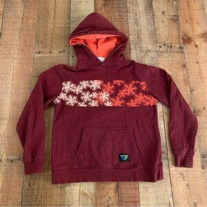 Kids Medium Hoodie – Red Snowflake Graphic | Cozy Winter Pullover